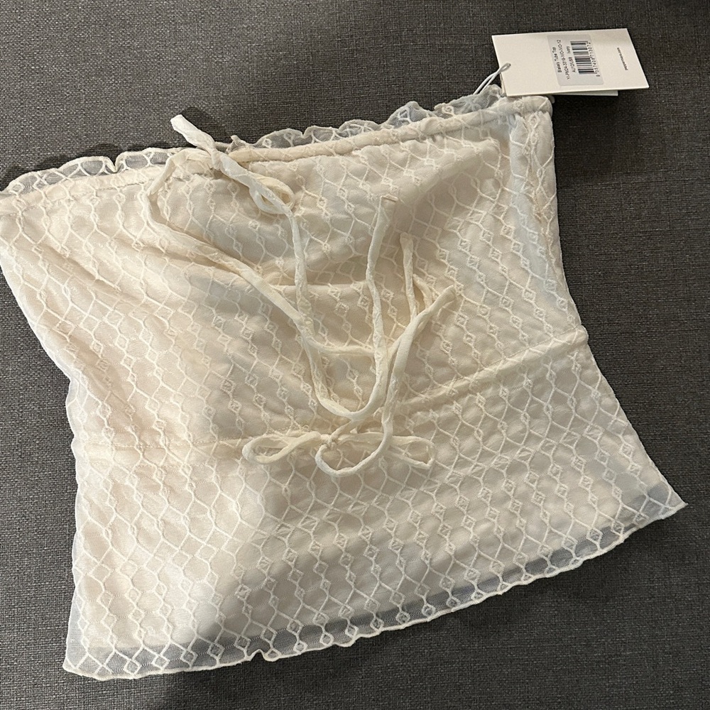 Peppermayo Cream Lace Tube Top